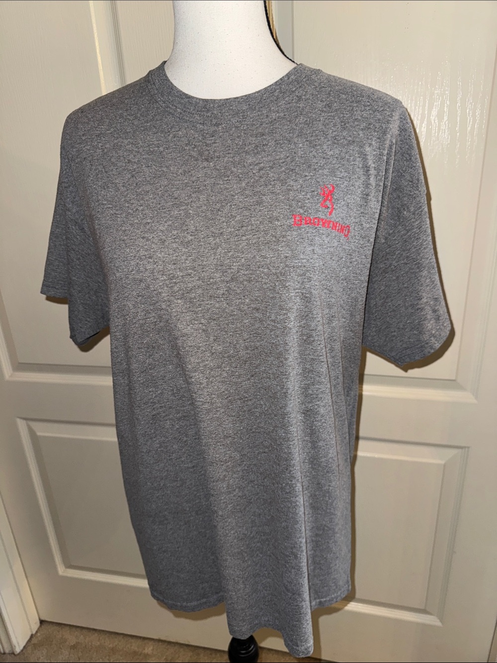 Browning Gray Short-Sleeve Tee with Red Logo - Size Large